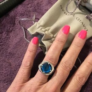 Authentic David Yurman 11mm Hampton Blue Topaz Infinity Ring, 7